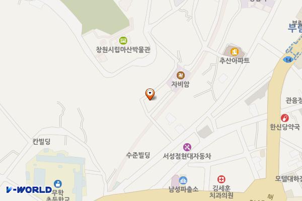 추산공원 위치 지도 — 경상남도 창원시 마산합포구 성호남8길 24, 공중화장실 (추산동)