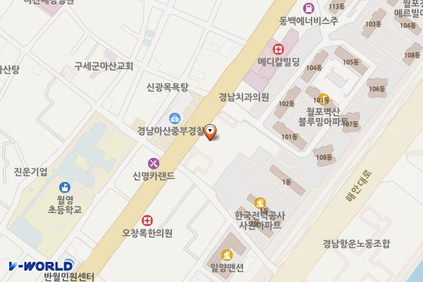 마산우체국 위치 지도 — 경상남도 창원시 마산합포구 3·15대로 148, 마산우체국 (중앙동2가)