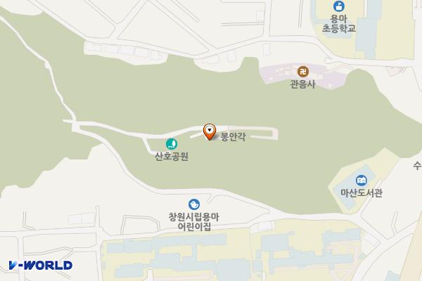 산호근린공원 화장실 위치 지도 — 경상남도 창원시 마산합포구 용마산길 136 (산호동)