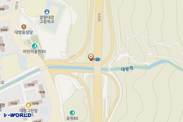 대암산 등산로 입구 위치 지도 — 경상남도 창원시 성산구 대방동 1128-3