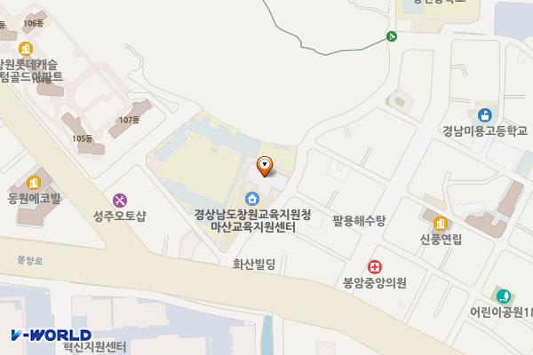 마산교육지원센터 화장실 위치 지도 — 경상남도창원시마산회원구봉덕2길3(봉암동,경상남도창원교육지원청)