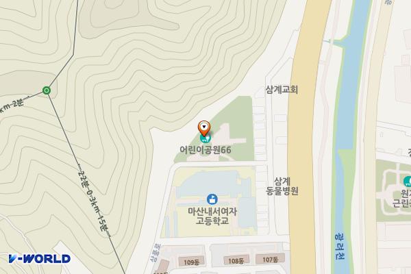 삼계더푸른어린이공원 위치 지도 — 경상남도창원시마산회원구내서읍삼계11길21