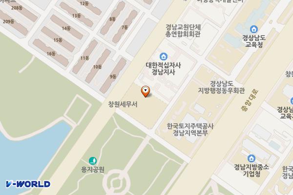 창원세무서 위치 지도 — 경상남도 창원시 성산구 중앙대로209번길 16, 창원세무서 (용호동)