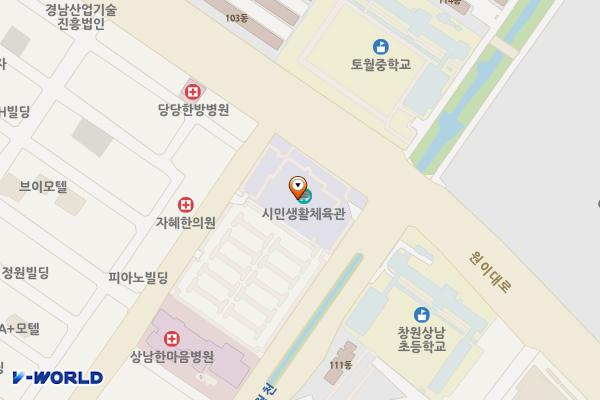 시민생활체육관(1층) 위치 지도 — 경상남도성산구원이대로692