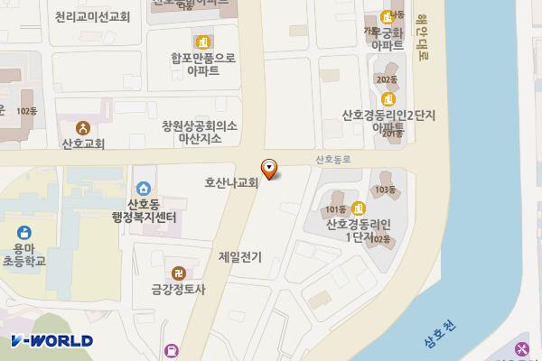 한강주유소 위치 지도 — 경상남도창원시마산합포구합포로212(산호동,한강주유소)