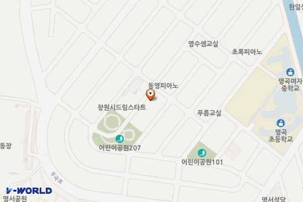 명서주민복지회관화장실 위치 지도 — 경상남도 창원시 의창구 우곡로101번길 30-3 (명서동)