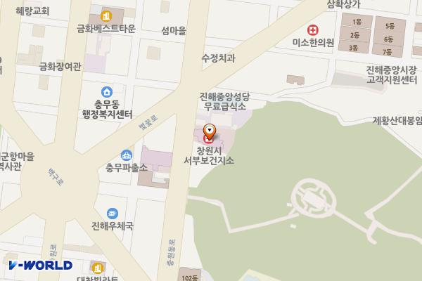 서부보건지소 2층 화장실 위치 지도 — 경상남도창원시진해구중원동로62(중앙동,서부보건지소)