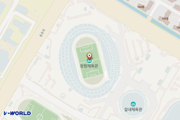 창원종합운동장주경기장직1문 위치 지도 — 경상남도성산구원이대로450(중앙동)