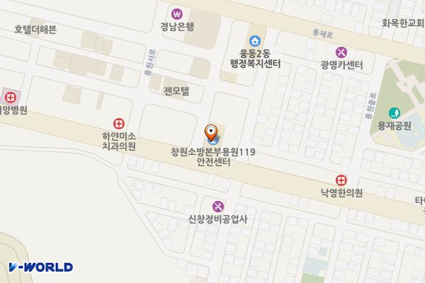 용원119안전센터 1층 화장실 위치 지도 — 경상남도 창원시 진해구 용원로 43, 용원119안전센터 (용원동)