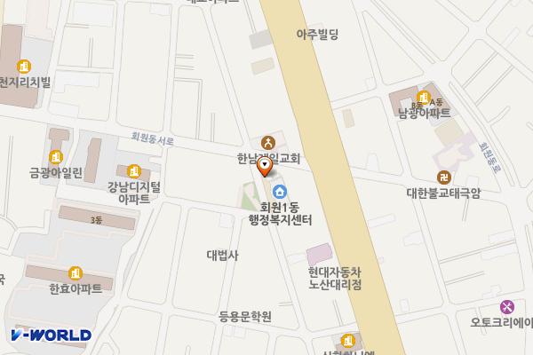 회원1동주민센터 2층 화장실 위치 지도 — 경상남도 창원시 마산회원구 회원동11길 7, 회원1동행정복지센터 (회원동)