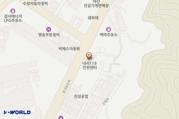 내서119안전센터 화장실 위치 지도 — 경상남도창원시마산회원구내서읍중리공단로104(중리,내서119안전센터)
