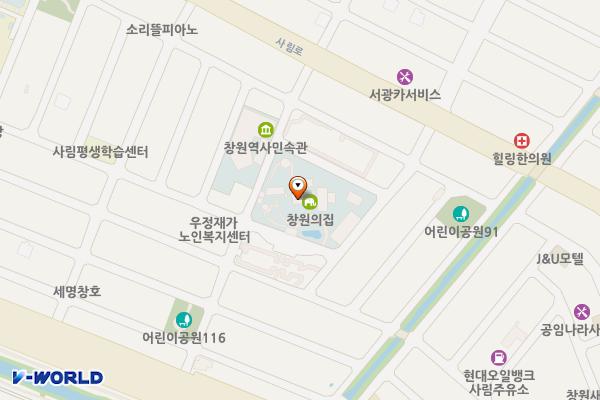 창원의 집(후문) 위치 지도 — 경상남도의창구사림로16번길59,창원의집(사림동)