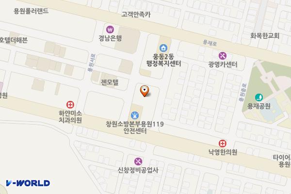경상남도 창원시 동부건강생활지원센터 위치 지도 — 경상남도창원시진해구용원로41번길8,1층(진해동부건강생활지원센터)
