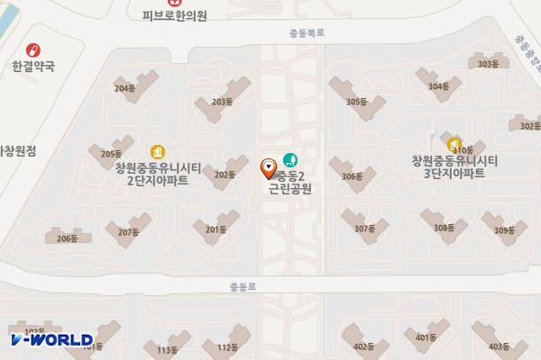 중앙2호근린공원 화장실 위치 지도 — 경상남도 창원시 의창구 중동로 49 (중동)