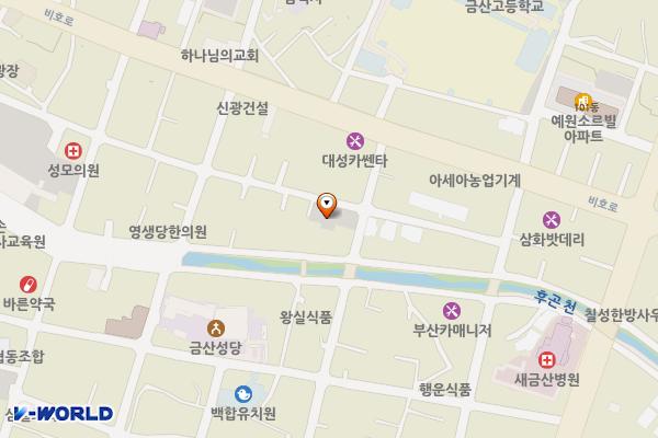 중도6리 공영주차장 위치 지도 — 충청남도 금산군 금산읍 향군길 44