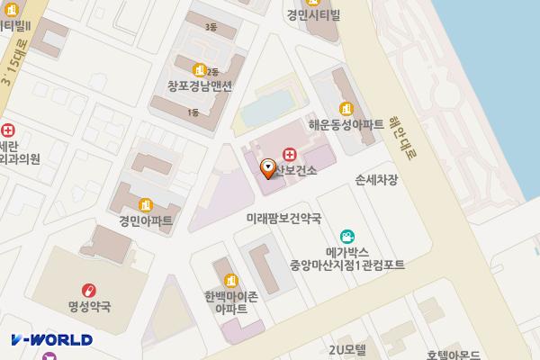 마산보건소 본관 3층 화장실 위치 지도 — 경상남도 창원시 마산합포구 월영동북로 15, 마산보건소 (해운동)