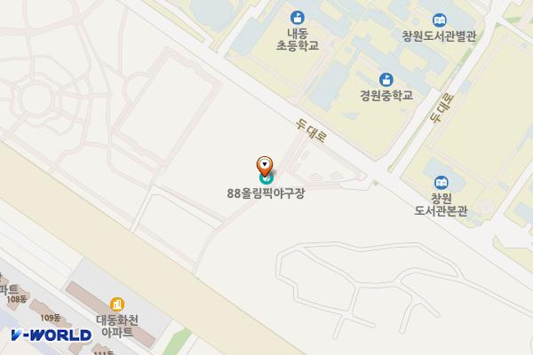 올림픽공원(축구장 옆) 화장실 위치 지도 — 경상남도 창원시 성산구 두대로 198 (중앙동)