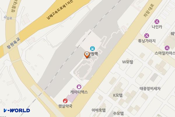 창원역 위치 지도 — 경상남도의창구의창대로67,창원역(동정동)