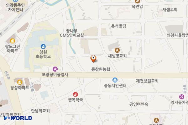 의창동행정복지센터 화장실 위치 지도 — 경상남도의창구읍성로25,의안동주민센터(북동)