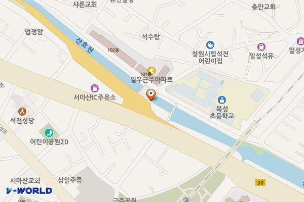 일우A앞 삼호천변 위치 지도 — 경상남도창원시마산회원구석전동203-1