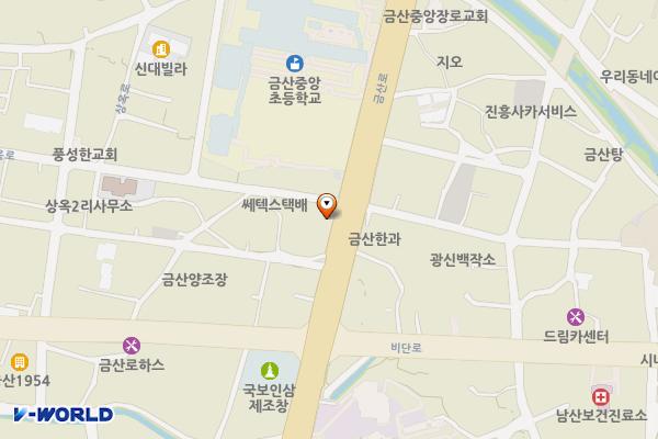 노상주차장(상하옥사거리 ~ 중앙슈퍼) 위치 지도 — 충청남도 금산군 금산읍 금산로 1413