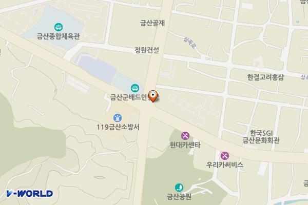 노상주차장(소방서 ~ 상옥4리마을회관) 위치 지도 — 충청남도 금산군 금산읍 비단로 1