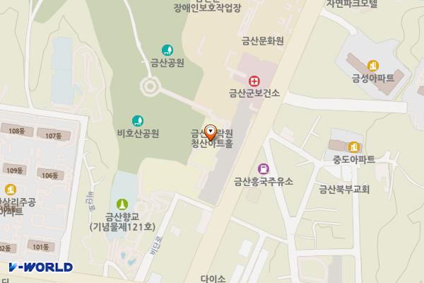 금산다락원·청산회관주차장 위치 지도 — 충청남도 금산군 금산읍 금산로 1543