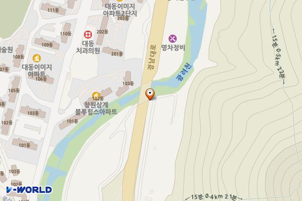 삼계파라솔 앞(교량밑) 위치 지도 — 경상남도 창원시 마산회원구 내서읍 경남대로 806