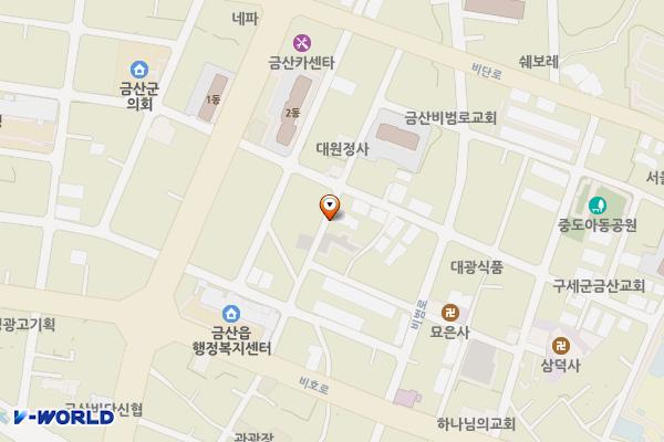 상4리(읍사무소 뒤) 공영주차장 위치 지도 — 충청남도 금산군 금산읍 상리 42-6