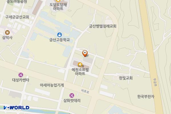 중도9리(예원소르빌 뒤) 공영주차장 위치 지도 — 충청남도 금산군 금산읍 중도리 233-3