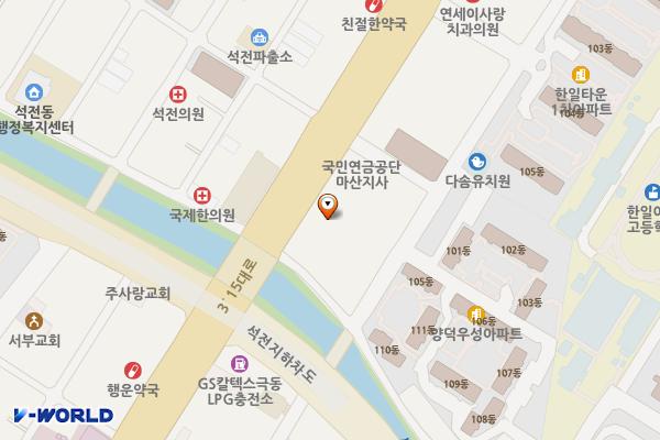 무학빌딩 위치 지도 — 경상남도창원시마산회원구3.15대로628(석전동,무학빌딩)