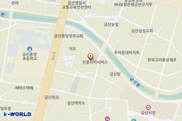 상옥리(큰다리 옆) 공영주차장 위치 지도 — 충청남도 금산군 금산읍 상옥리 56-2