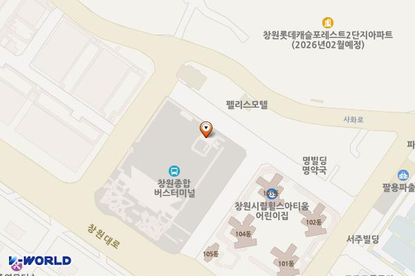 창원종합버스터미널 위치 지도 — 경상남도 창원시 의창구 창원대로 371, 창원종합버스터미널 (팔용동)