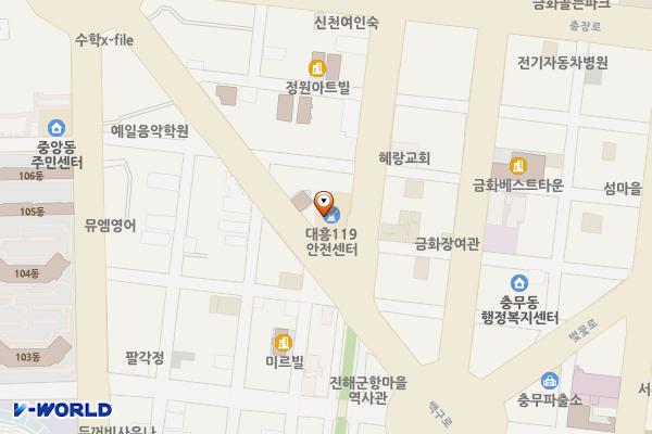대흥119안전센터 1층 화장실 위치 지도 — 경상남도 창원시 진해구 백구로 72 (대흥동)