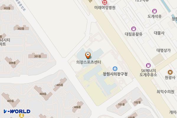 의창스포츠센터 공중화장실 위치 지도 — 경상남도창원시의창구원이대로56번길11(도계동,의창스포츠센터)