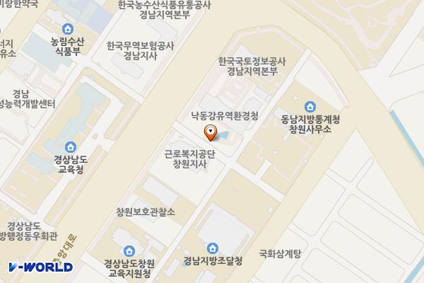 낙동강유역환경청 위치 지도 — 경상남도 창원시 성산구 중앙대로250번길 5, 낙동강유역환경청 (신월동)