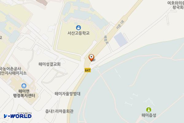 해미읍성지성루앞임시공영주차장 위치 지도 — 충청남도 서산시 해미면 읍내리 423-1
