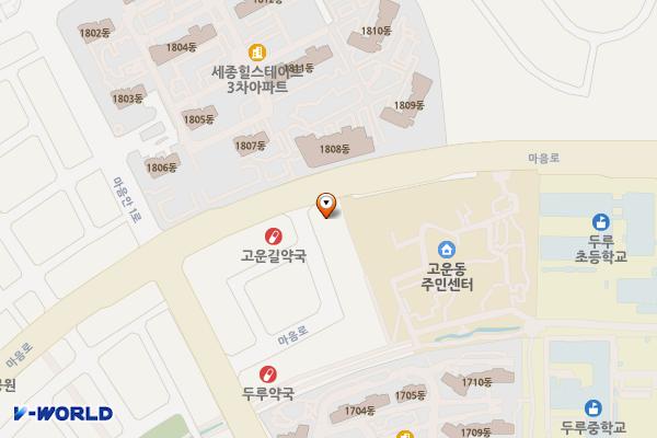 고운에듀프라자 위치 지도 — 세종특별자치시 마음로 272-3, 고운에듀프라자 (고운동)