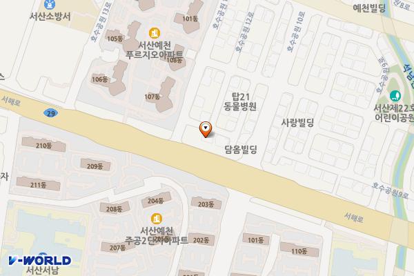 예천주공2단지아파트앞임시공영주차장 위치 지도 — 충청남도 서산시 예천동 1302-2