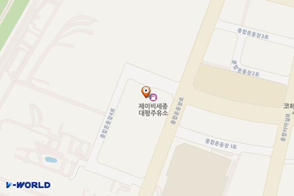 세종대평주유소 위치 지도 — 세종특별자치시 종합운동장로 29, JB 빌딩 (대평동)