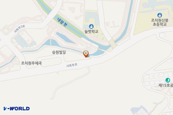 내창천 산책로화장실2 위치 지도 — 세종특별자치시 조치원읍 봉산리 396
