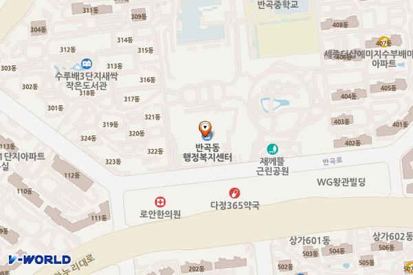 반곡동복합커뮤니티센터 위치 지도 — 세종특별자치시 반곡로 39, 반곡동 복합커뮤니티센터 (반곡동)