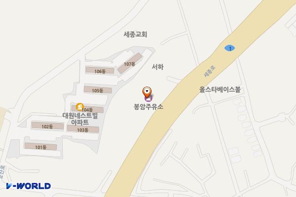 봉암주유소 위치 지도 — 세종특별자치시 연서면 세종로 1899