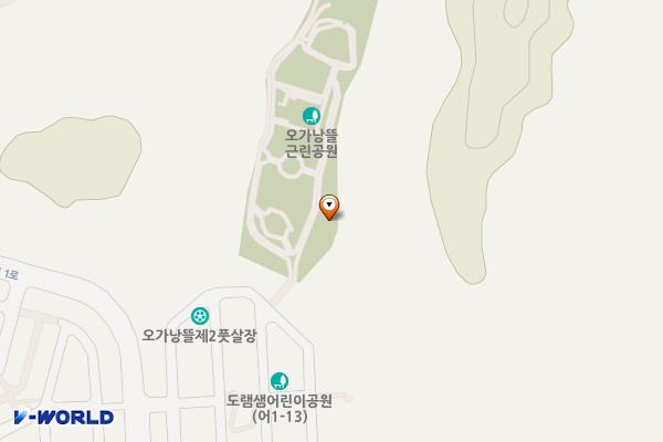 오가낭뜰근린공원4동 위치 지도 — 세종특별자치시 바른3길 26-1, 오가낭뜰 근린공원 공중화장실(4동) (아름동)