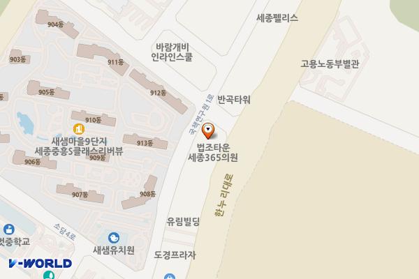 법조타운A 위치 지도 — 세종특별자치시 한누리대로 1958, 법조타운A (소담동)