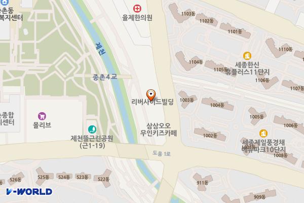 The riverside(1층) 위치 지도 — 세종특별자치시 달빛로 45, The Riverside (종촌동)