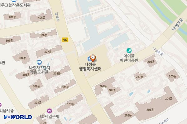나성동복합커뮤니티센터 위치 지도 — 세종특별자치시 갈매로 280 (나성동)
