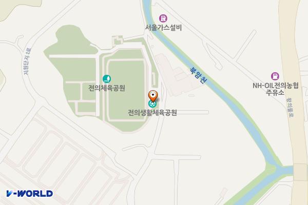 전의생활체육공원 테니스장 위치 지도 — 세종특별자치시 전의면 읍내황골1길 63, 전의생활체육공원