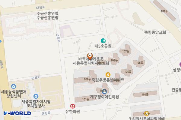 세종공연예술연습공간(본건물) 위치 지도 — 세종특별자치시 조치원읍 산막2길 45