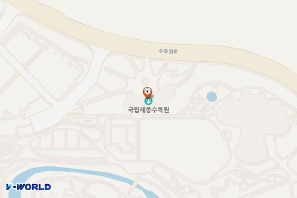 국립세종수목원 옥외화장실E 위치 지도 — 세종특별자치시 세종동 수목원로 136